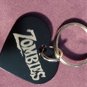 Black Heart Keychain with Zombies Design